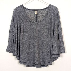Free People Gray Flowy Scoop Neck Shirt XS
